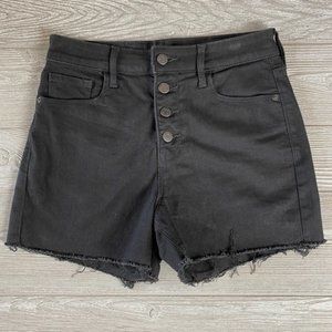 💜 Old Navy Black High Rise Secret Slim Pocket Denim Shorts 6